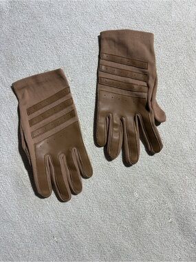 Women’s Vintage Brown Faux Leather-Trim Driving Gloves